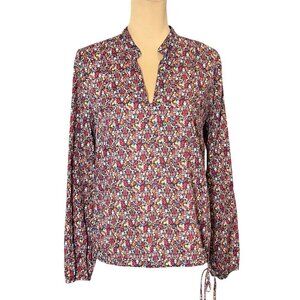 Lucky Brand Boho Top Sz.M Floral Long Sleeve 100% Cotton Peasant Whimsigoth